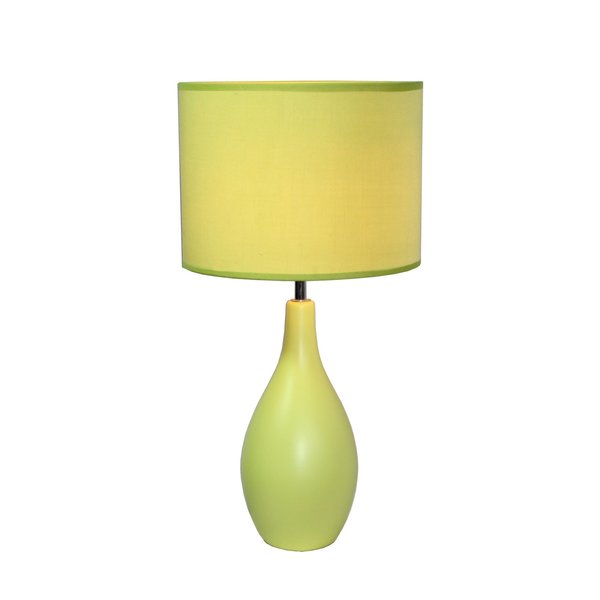 Simple Designs Oval Bowling Pin Base Ceramic Table Lamp, Green LT2002-GRN